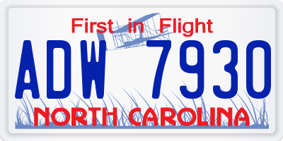 NC license plate ADW7930