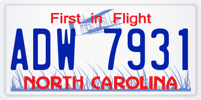 NC license plate ADW7931