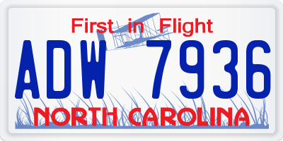 NC license plate ADW7936