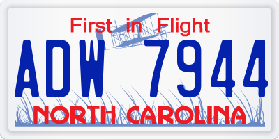 NC license plate ADW7944