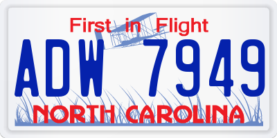 NC license plate ADW7949
