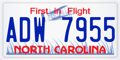 NC license plate ADW7955