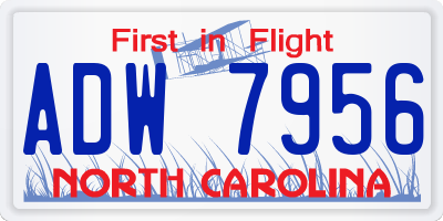 NC license plate ADW7956