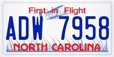 NC license plate ADW7958