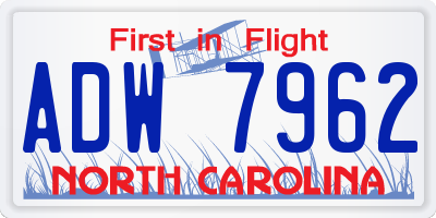 NC license plate ADW7962