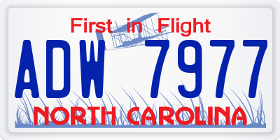 NC license plate ADW7977