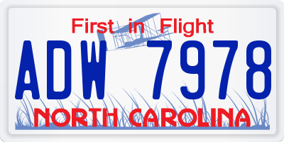 NC license plate ADW7978