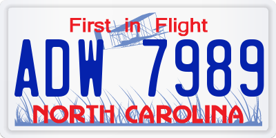 NC license plate ADW7989