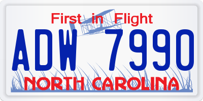 NC license plate ADW7990