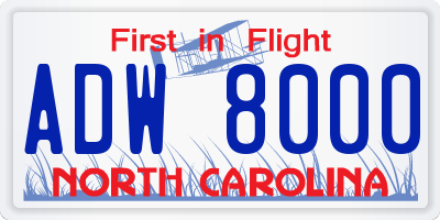 NC license plate ADW8000