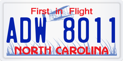 NC license plate ADW8011