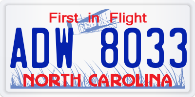 NC license plate ADW8033