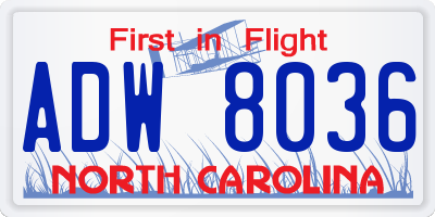 NC license plate ADW8036