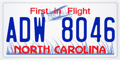 NC license plate ADW8046