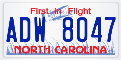 NC license plate ADW8047