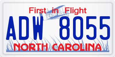NC license plate ADW8055