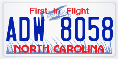 NC license plate ADW8058