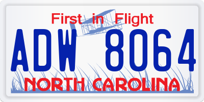 NC license plate ADW8064