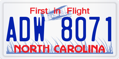 NC license plate ADW8071