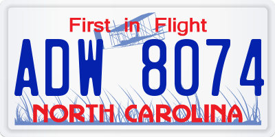 NC license plate ADW8074