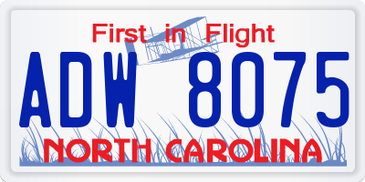 NC license plate ADW8075