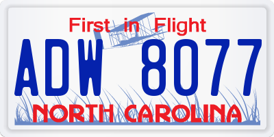 NC license plate ADW8077