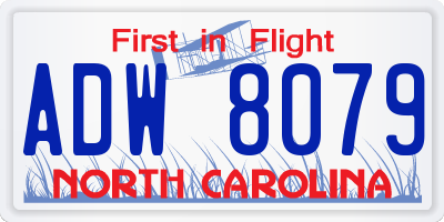 NC license plate ADW8079