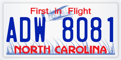 NC license plate ADW8081