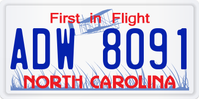 NC license plate ADW8091