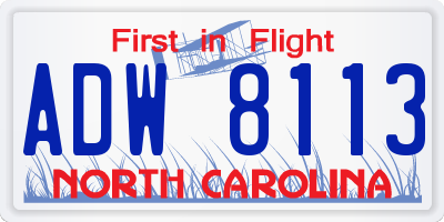 NC license plate ADW8113