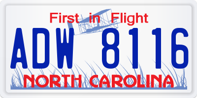NC license plate ADW8116
