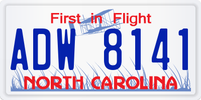 NC license plate ADW8141