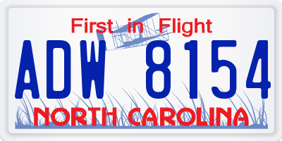 NC license plate ADW8154
