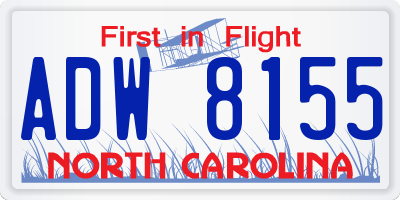 NC license plate ADW8155