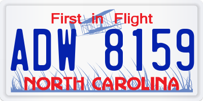 NC license plate ADW8159