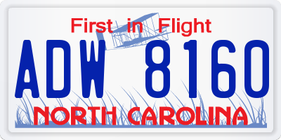 NC license plate ADW8160