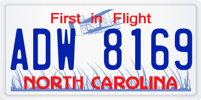 NC license plate ADW8169