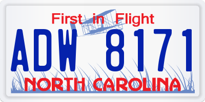 NC license plate ADW8171