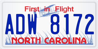 NC license plate ADW8172