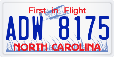 NC license plate ADW8175