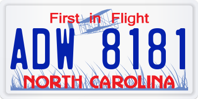 NC license plate ADW8181