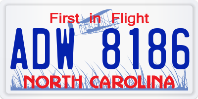 NC license plate ADW8186