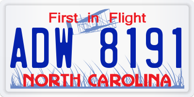 NC license plate ADW8191