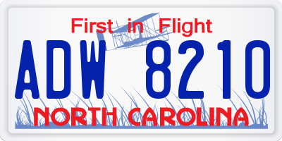 NC license plate ADW8210