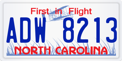 NC license plate ADW8213