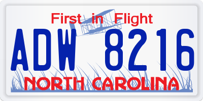 NC license plate ADW8216