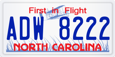 NC license plate ADW8222