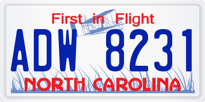 NC license plate ADW8231