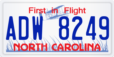 NC license plate ADW8249