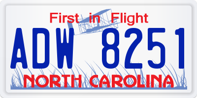 NC license plate ADW8251